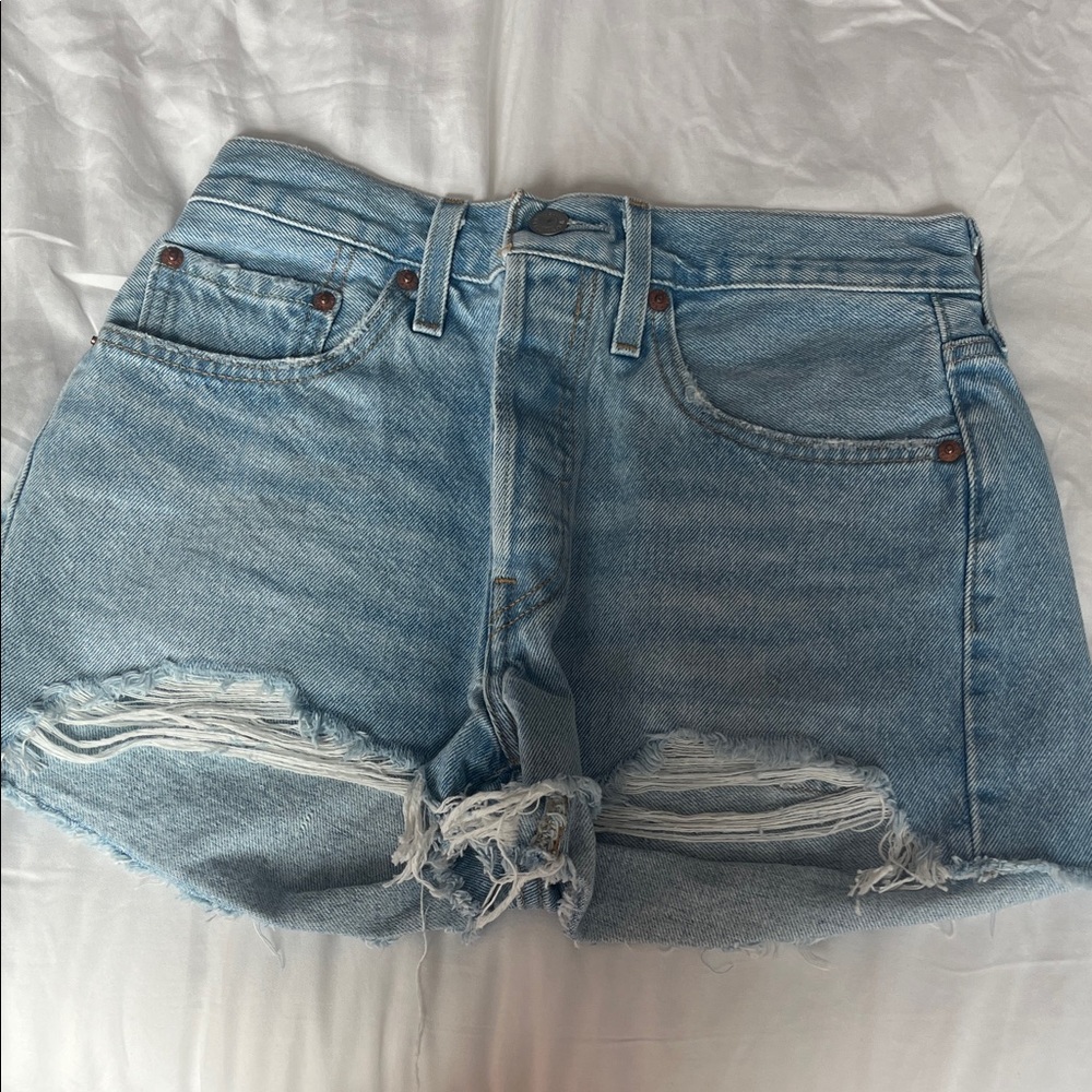 Levi's Light Blue Distressed Jean Shorts